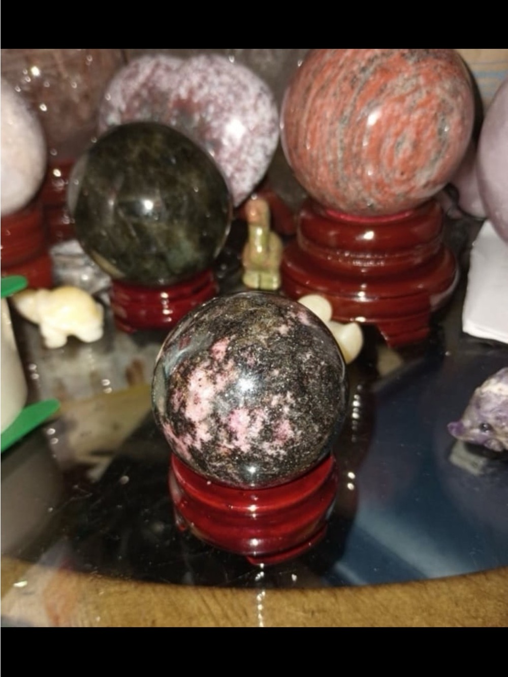 Icy Rhodonite Sphere - Picture 3 of 4